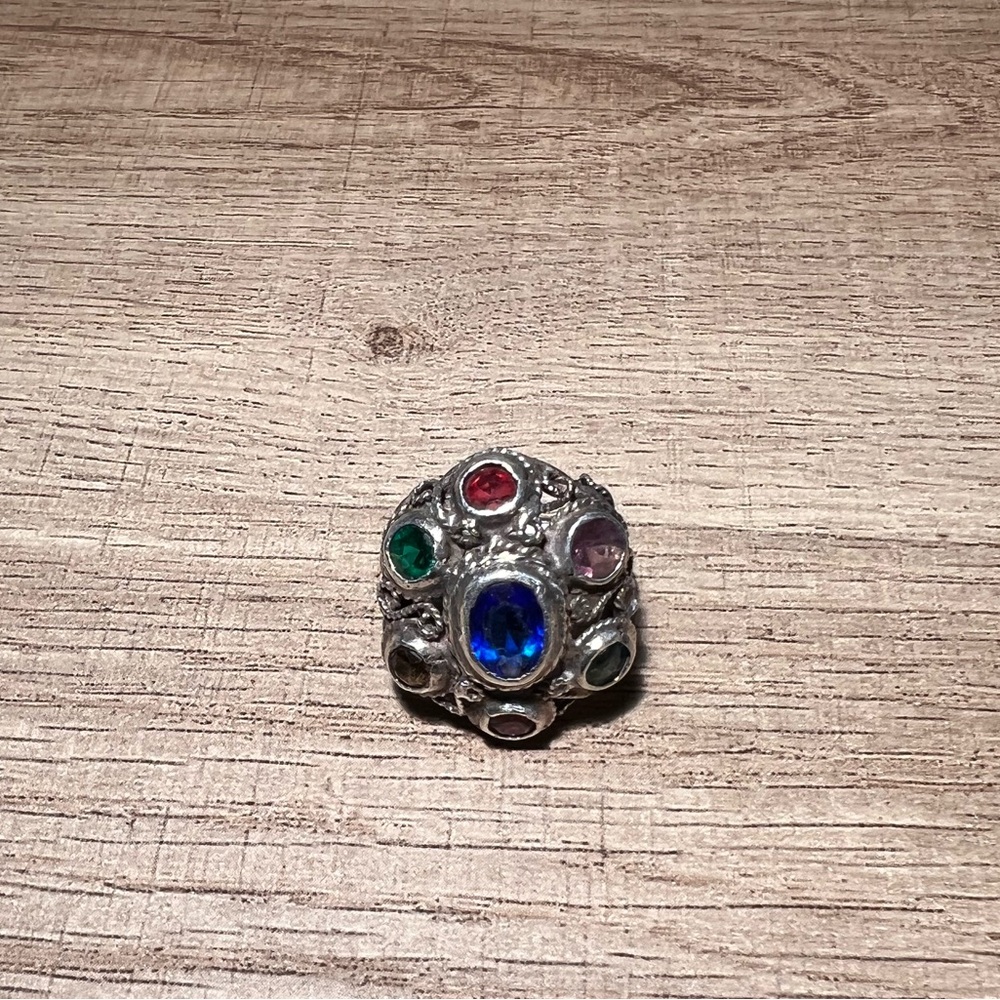 Multi-Stone Emerald Ruby Sapphire Topaz Marcasite… - image 2